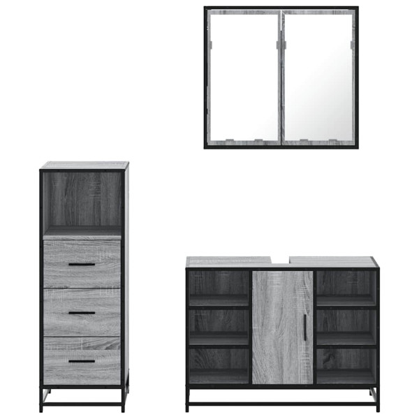 Set de muebles de baño 3 pzas madera contrachapada gris sonoma M 5
