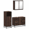 Set de muebles baño 3 pzas madera contrachapada roble marrón 2