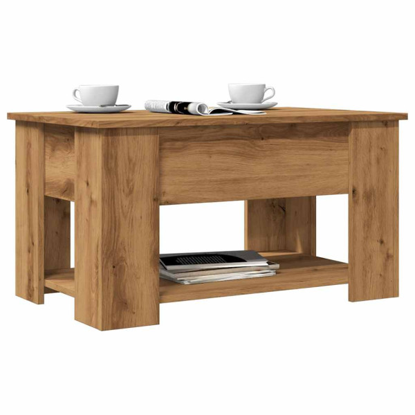 Mesa de centro madera de ingeniería roble artesanal 79x49x41 cm D