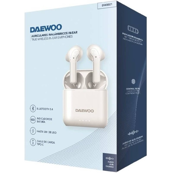 Auriculares bluetooth daewoo dw2021 con estuche de carga/ autonomía 5h/ blancos M 3