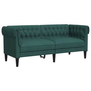 Sofá Chesterfield de 2 plazas tela verde oscuro H