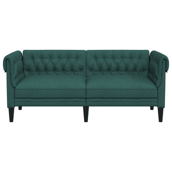 Sofá Chesterfield de 2 plazas tela verde oscuro M 4