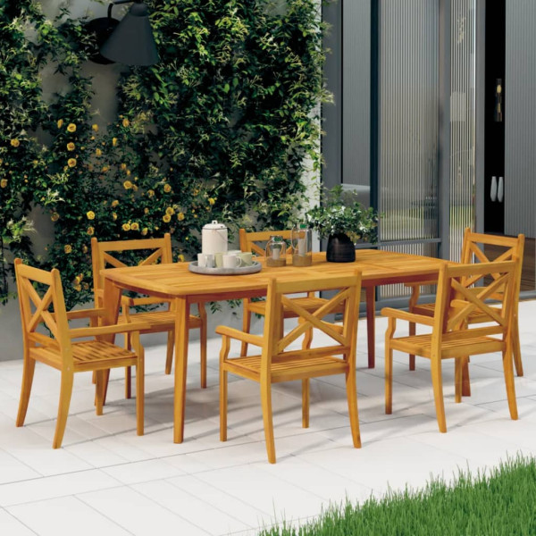 Sillas de comedor de jardín 6 uds madera maciza de acacia D