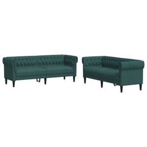 2 pcs conjunto de sofás tecido verde-escuro H