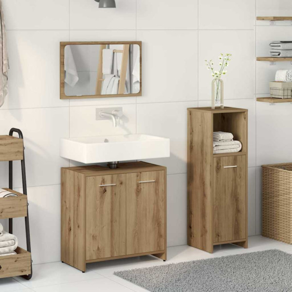 Juego de muebles baño 3 piezas madera ingeniería roble artisan M 3