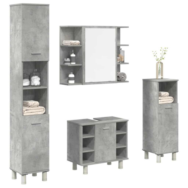 Juego muebles de baño 4 pzas madera contrachapada gris hormigón D