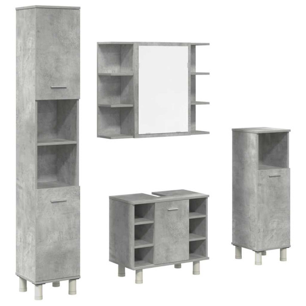 Juego muebles de baño 4 pzas madera contrachapada gris hormigón M 2