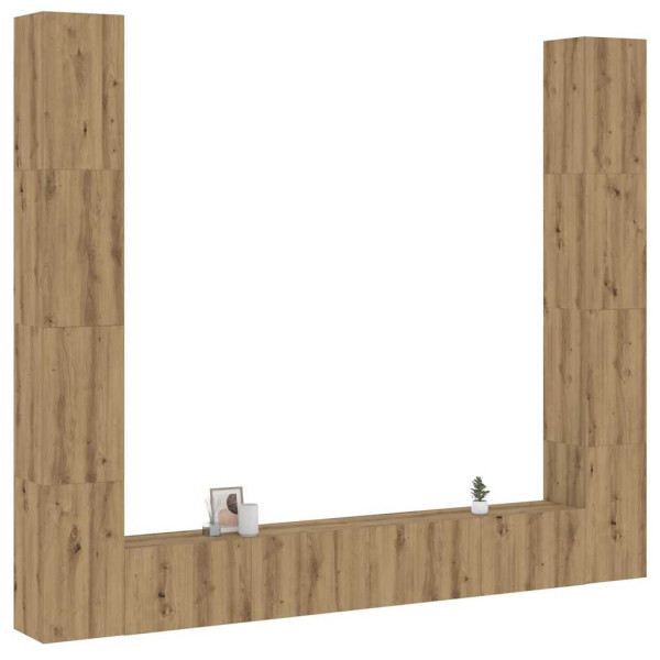 Muebles de TV de pared 6 uds madera ingeniería roble artesanal D