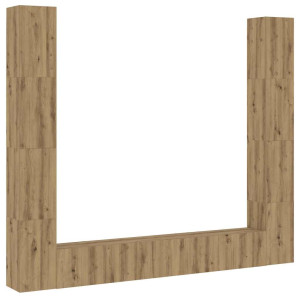 Muebles de TV de pared 6 uds madera ingeniería roble artesanal H