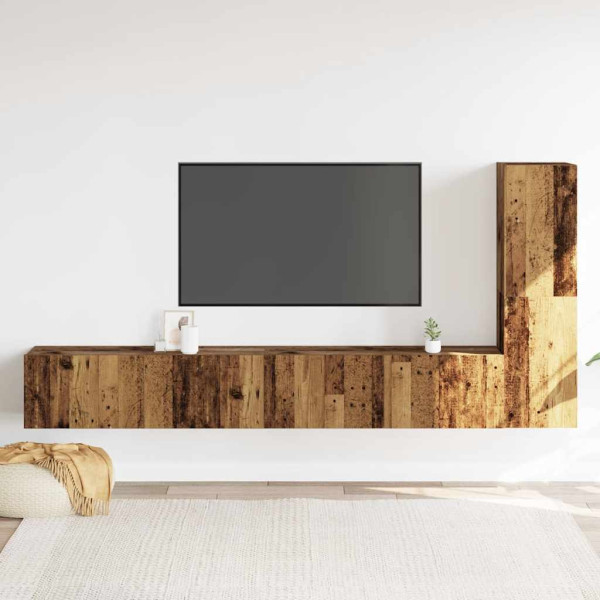 Muebles de TV de pared 3 uds madera vieja madera de ingeniería M 3