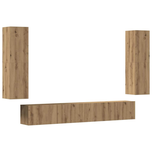 Muebles de TV de pared 4 uds madera ingeniería roble artesanal M 2