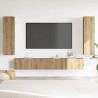 Muebles de TV de pared 4 uds madera ingeniería roble artesanal 3