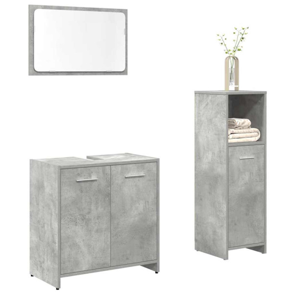 Set muebles de baño 2 piezas madera contrachapada gris hormigón D