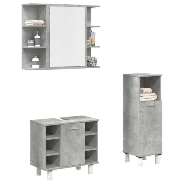 Set muebles de baño 2 piezas madera contrachapada gris hormigón D