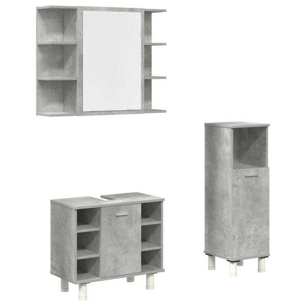 Set muebles de baño 2 piezas madera contrachapada gris hormigón M 2