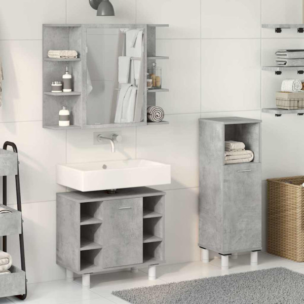Set muebles de baño 2 piezas madera contrachapada gris hormigón M 3