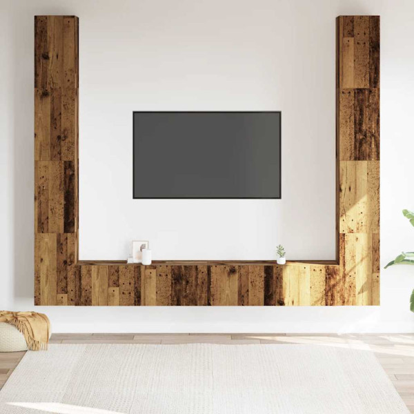 Muebles de TV de pared 6 uds madera vieja madera de ingeniería M 3
