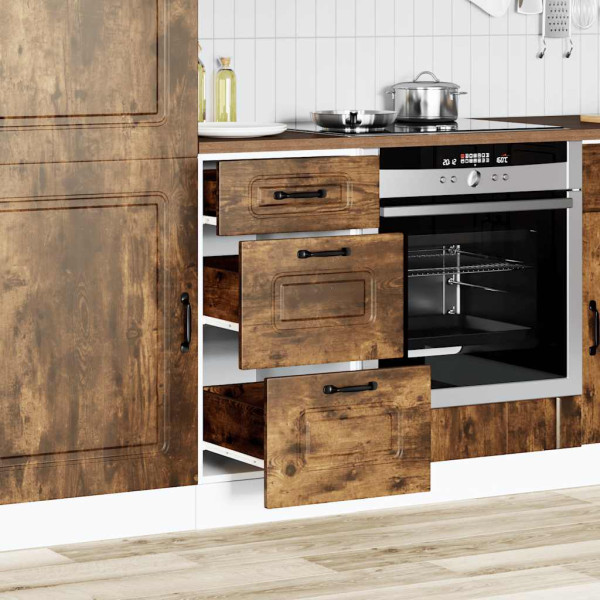 Mueble bajo de cocina Kalmar de madera ingeniería roble ahumado M 3