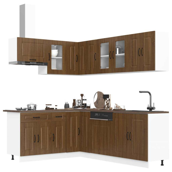 Mueble cocina Kalmar roble marrón 11 pzas madera contrachapada D