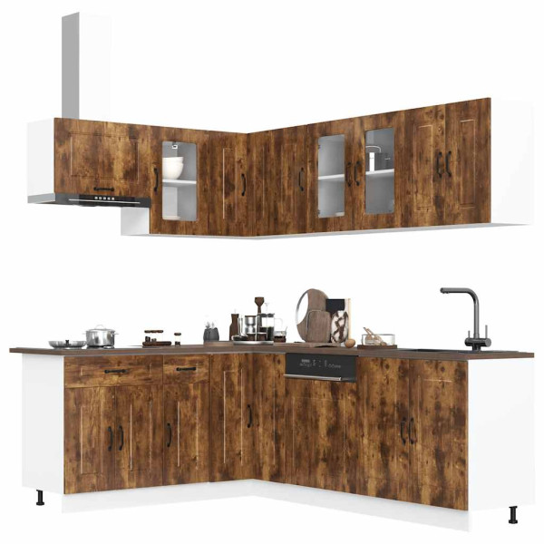 Mueble cocina Kalmar roble ahumado 11 pzas madera contrachapada D
