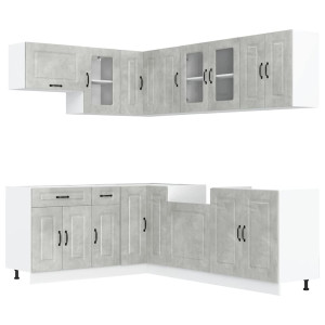 Mueble cocina Kalmar gris hormigón 11 pzas madera contrachapada H