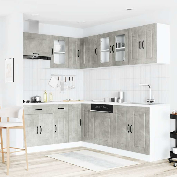 11 peças armário de cozinha conjunto Kalmar concreto cinza M 3