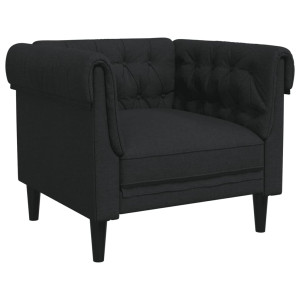 Sillón Chesterfield de tela negro H