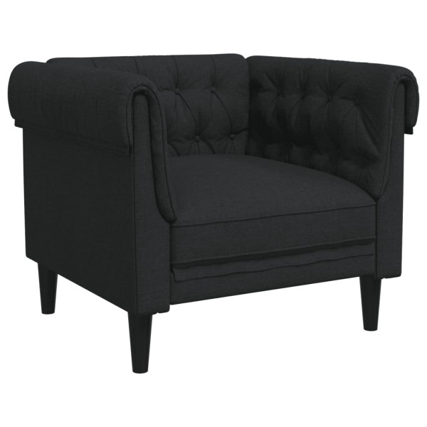 Sillón Chesterfield de tela negro M 2