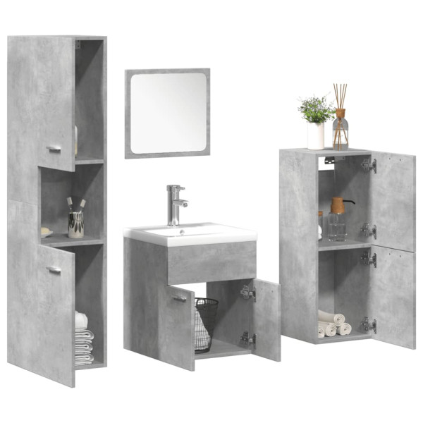 Set muebles de baño 5 piezas madera ingeniería gris hormigón D