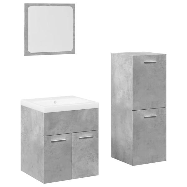 Juego muebles de baño 4 pzas madera contrachapada gris hormigón M 2