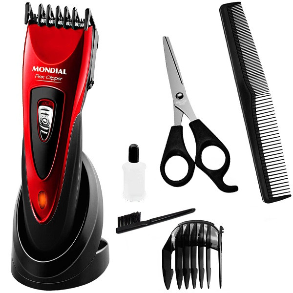Cortapelos mondial cr - 04 6 accesorios -  2 guias -  recargable -  60 minutos M 2