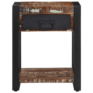 Mesa lateral multicor 40x40x50 cm madeira maciça recuperada H