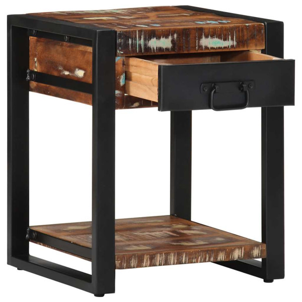 Mesa lateral multicor 40x40x50 cm madeira maciça recuperada M 3