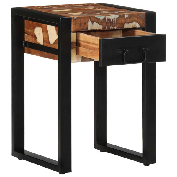 Mesa lateral multicor 35x35x50 cm madeira maciça recuperada M 3