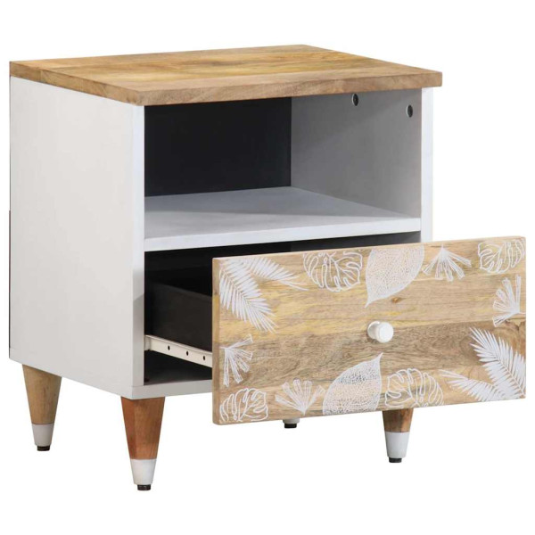 Mesita de noche de madera maciza de mango 40x33x46 cm M 3