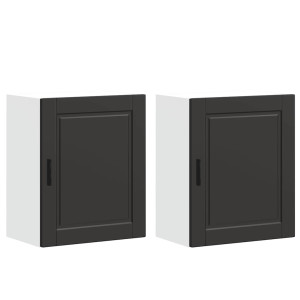Armários parede cozinha 2 pcs Porto madeira engenheirada preto H