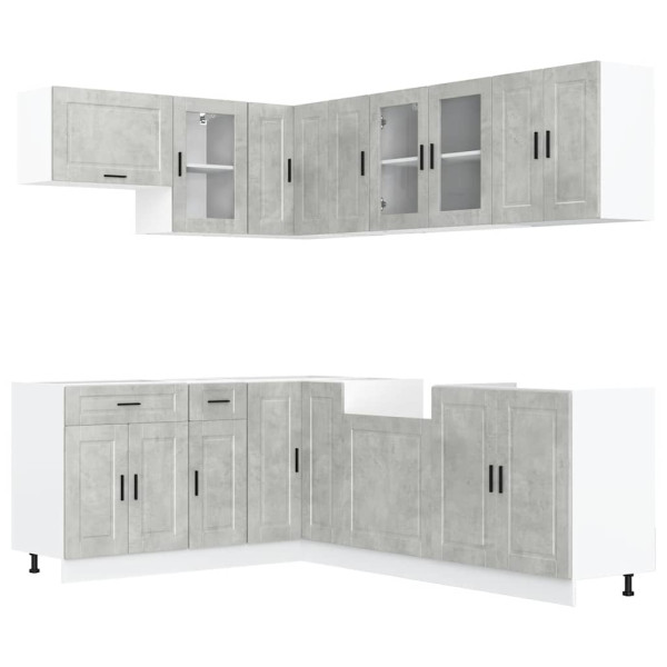 Mueble cocina Porto gris hormigón 11 pzas madera contrachapada M 2