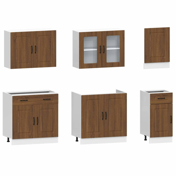Mueble cocina Kalmar roble marrón 7 pzas madera contrachapada M 4