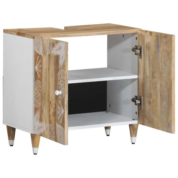 Armario de lavabo para baño madera maciza de mango 62x33x58 cm M 3