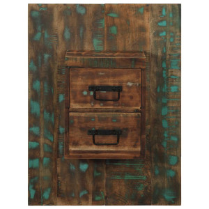 Mesa de cabeceira multicor 60x32x80cm madeira maciça recuperada H