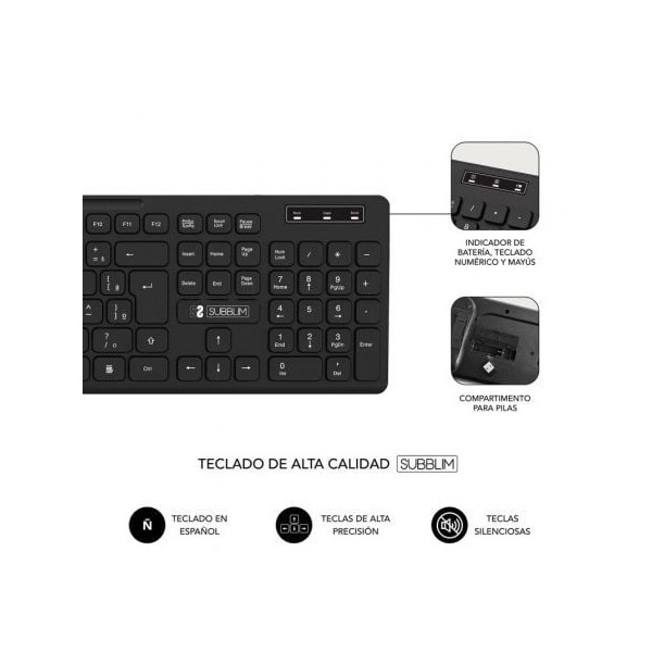 Teclado y Ratón inalámbrico Subblim Combo Business Slim CSSW10 negro M 3