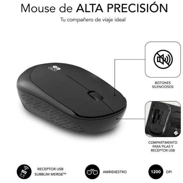 Teclado y Ratón inalámbrico Subblim Combo Business Slim CSSW10 negro M 4