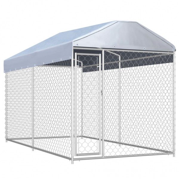 Perrera de exterior con toldo 382x192x225 cm D