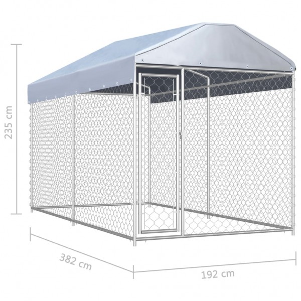 Canil de exterior com toldo 382x192x225 cm M 4