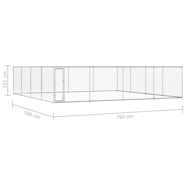 Canil de exterior em aço galvanizado 760x760x185 cm M 5