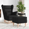 Sillón mecedora con taburete tela negro 1
