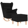 Sillón mecedora con taburete tela negro 2