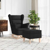 Sillón mecedora con taburete tela negro 3