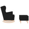 Sillón mecedora con taburete tela negro 5