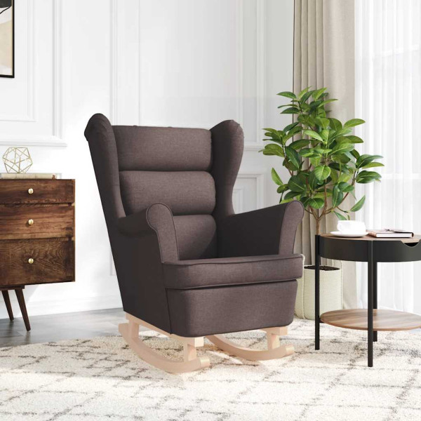 Silla mecedora de tela marrón oscuro 74x90x102 cm M 3